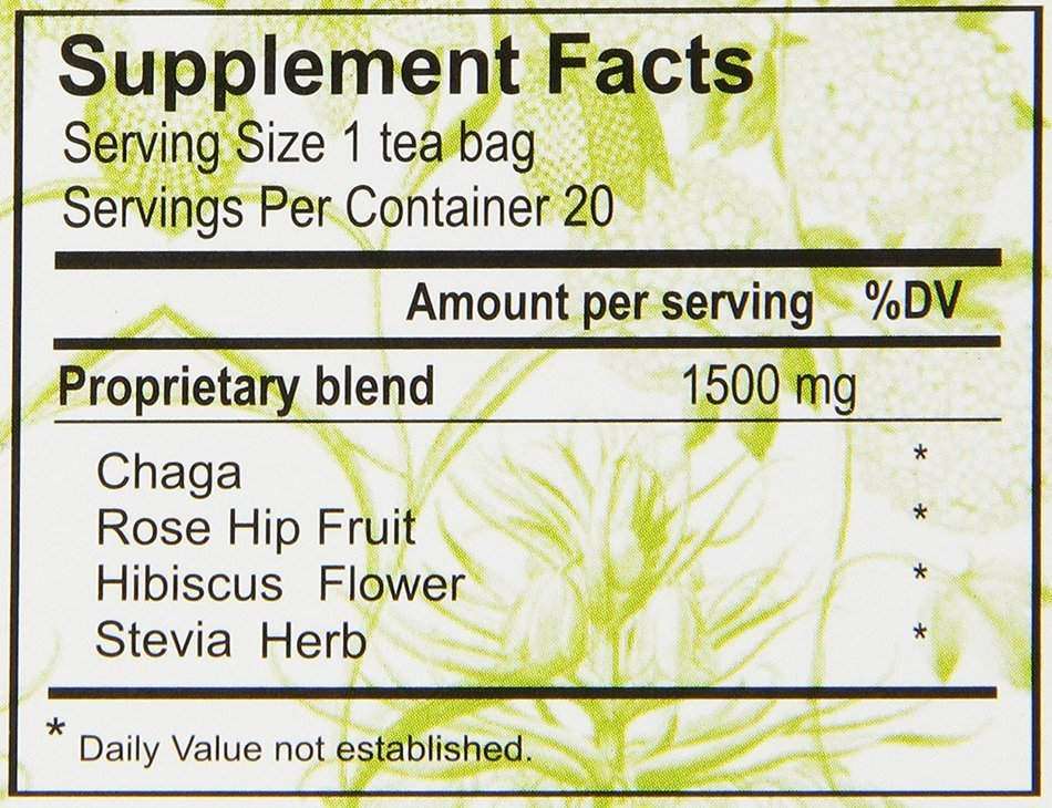 Salem Botanicals Herbal Tea, Chaga Tea, 20 Count, 1.06oz N6