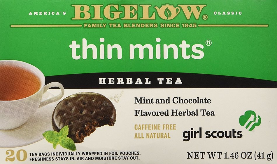 Bigelow Girl Scout Thin Mint Cookie Flavor Herbal Tea, 1 Box with 20 Bags N3