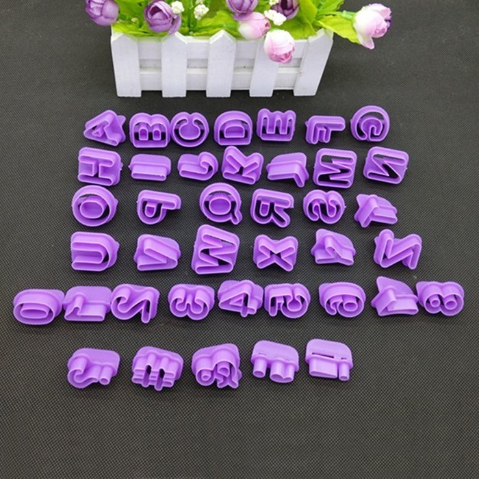 TTnight 40-Piece/set Plastic Happy Birthday Alphabet/Number Cut-Outs Set Fondant Cake Decorating Tool Font Cookie...