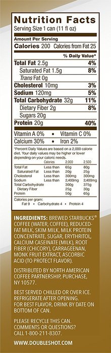 Starbucks Doubleshot Coffee and Protein, Vanilla Bean, 11 Ounce Cans (Pack of 12) N2