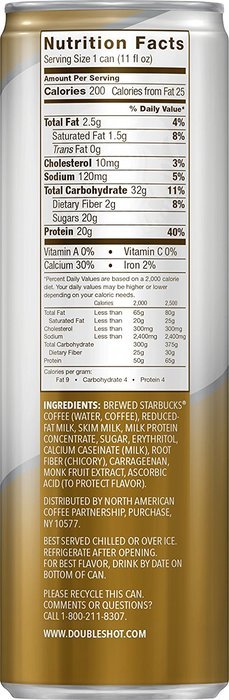 Starbucks Doubleshot Coffee and Protein, Vanilla Bean, 11 Ounce Cans (Pack of 12) N4