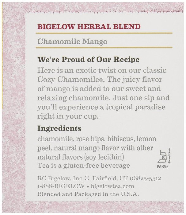 Bigelow Chamomile Mango Tea Bags - 20 ct