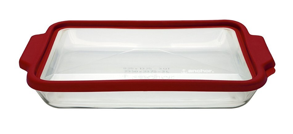 Anchor Hocking 3-Quart Glass Baking Dish with Cherry TrueFit Lid N5
