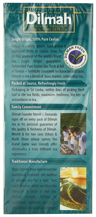 Dilmah Premium 100% Pure Ceylon Tea, 50-Count Tea Bags (Pack of 6)