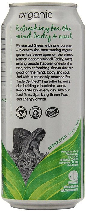 Steaz Iced Tea Can, Green Blueberry Pomegranate, Gluten Free, 16-ounces (Pack of12) N25