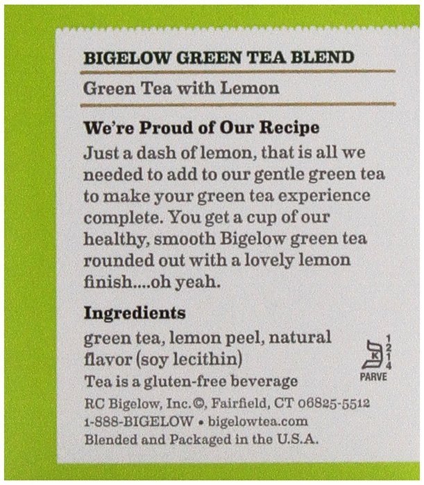 Bigelow Green Tea w/ Lemon Tea Bags - 20 ct N3