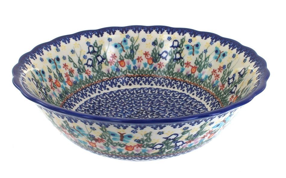 Polish Pottery Garden of Eden Large Scallop Bowl