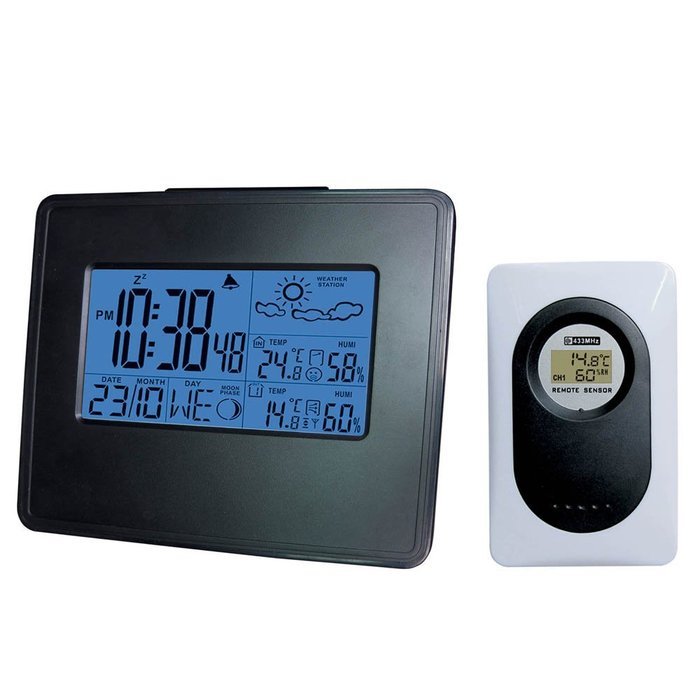 DYKIE RS8730E3 Wireless Weather Station with Blue Backlight LCD Screen,Indoor Outdoor Temperature and Humidity... N3