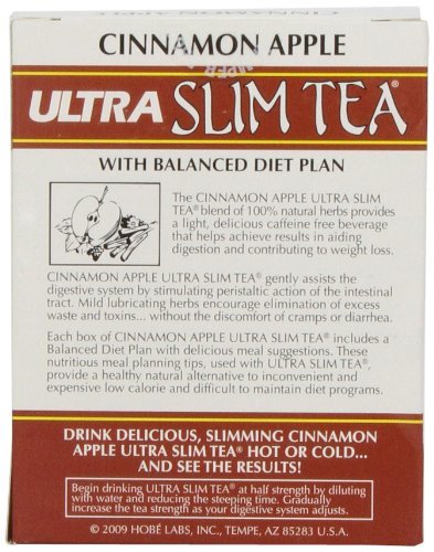 Ultra Slim Tea, Cinnamon Apple, Tea Bags, 24-Count Box (Pack of 4)
