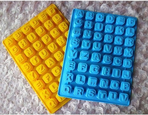 Autek Silicone Alphabet 48 Letters Cake Chocolate Cookie Bake Mold Soap Ice Cube Tray(3DMold-78) N2