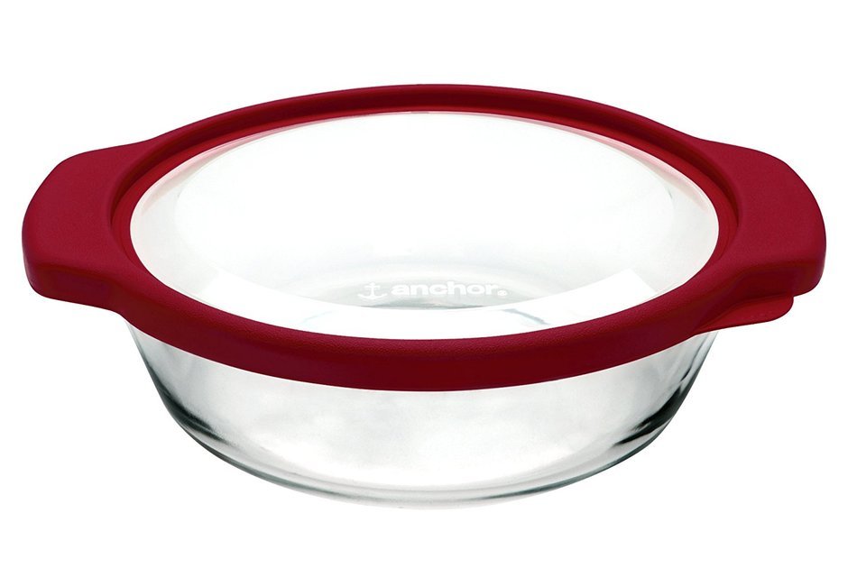 Anchor Hocking 3-Quart Glass Baking Dish with Cherry TrueFit Lid N8