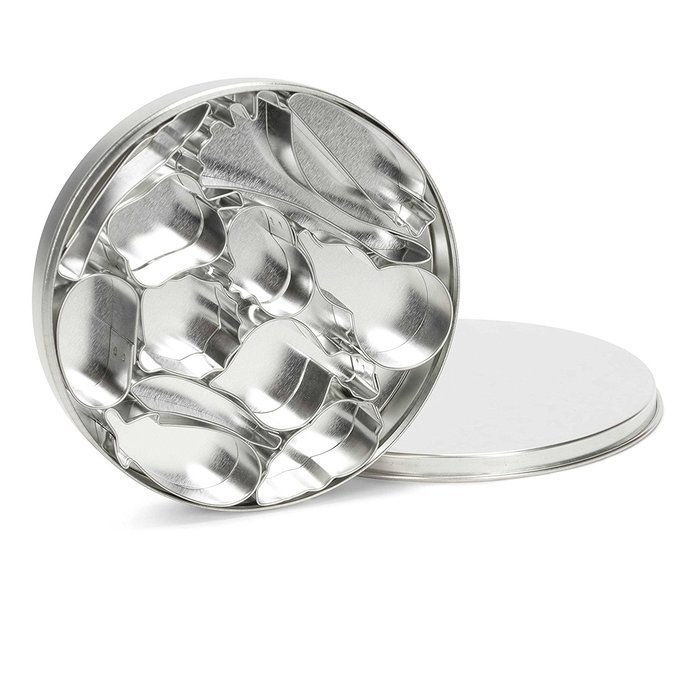 Patisse 12-Piece Cookie Cutter, Vegetables Round Tin Box