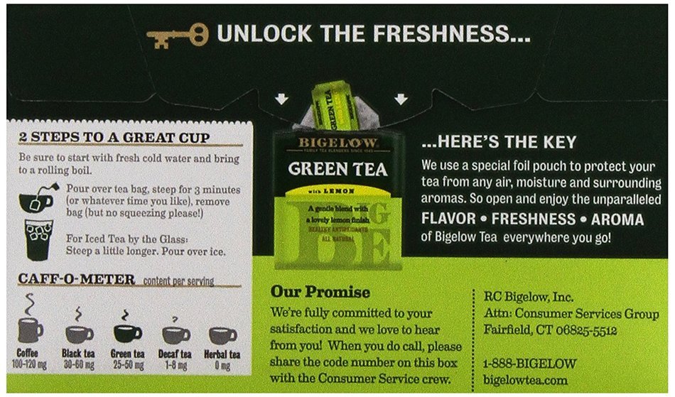Bigelow Green Tea w/ Lemon Tea Bags - 20 ct N5