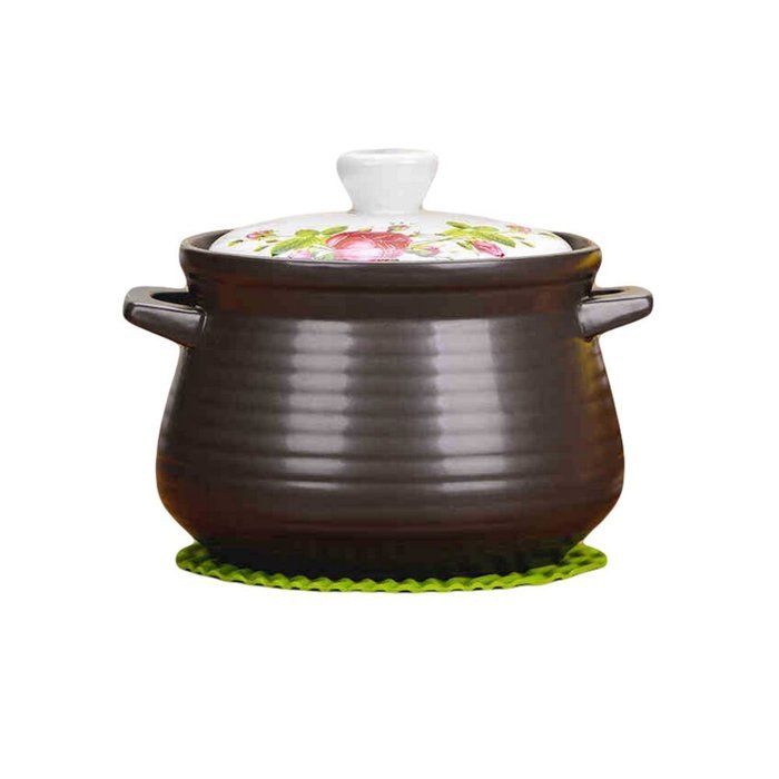 Qingsm High Temperature Resistance Ceramics Cute Crock Pot 3L (red) N2
