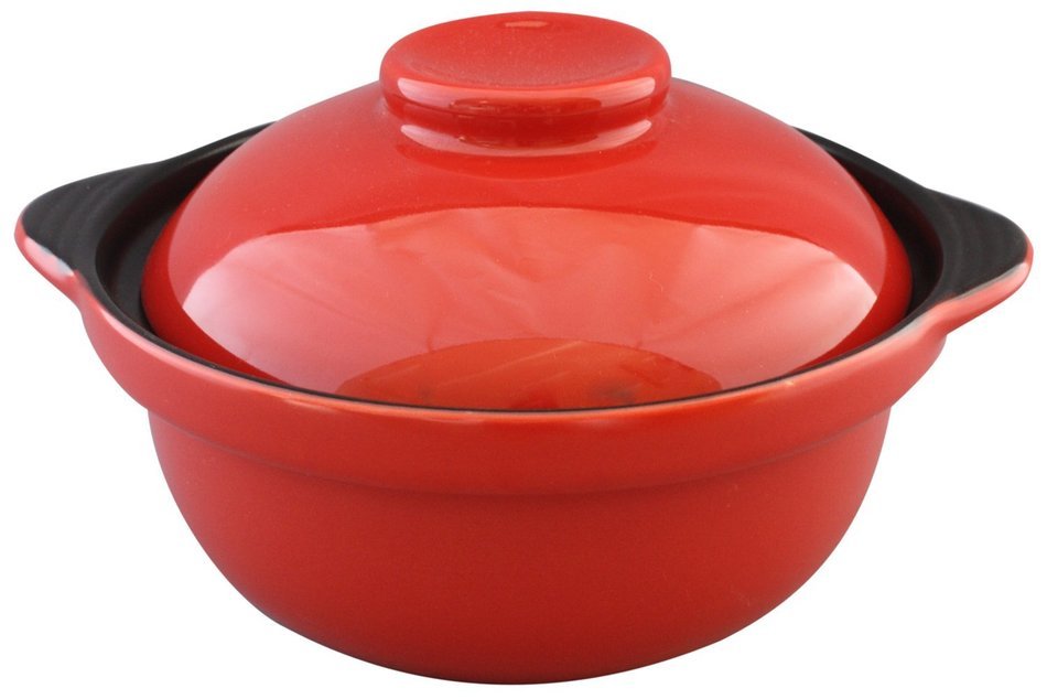 M.V. Trading 303073 Earthen Donabe Casserole Clay Pot With Lid, 1.1 Liter (1.1 Quarts), Yellow Lid N4