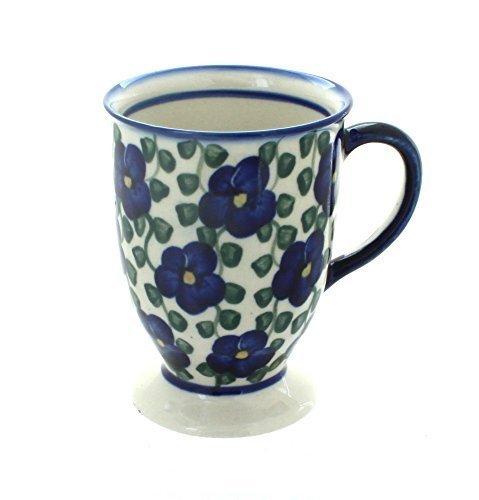 Polish Pottery Violets Pedestal Mug