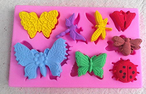 Design 464 Butterfly, Bee, Dragonfly and Ladybug Shape Silicone Mold ,Sugar Mold,Chocolate Mold,Cake Decoration...