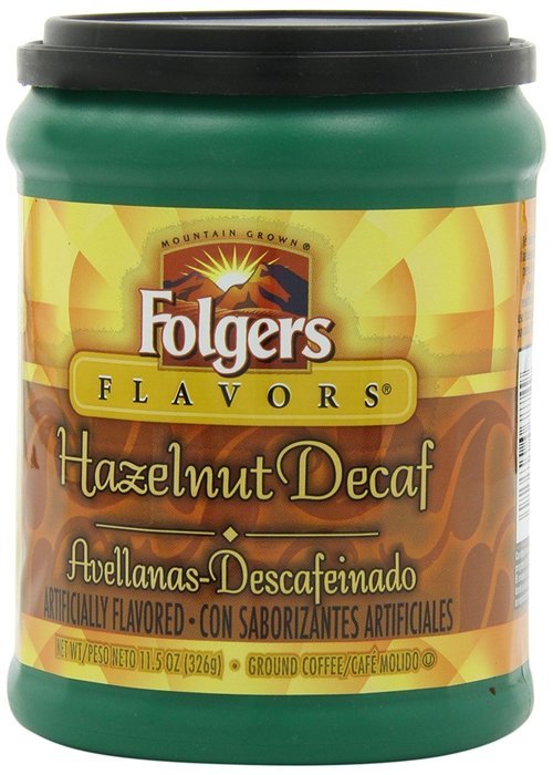 Folgers Flavors Hazelnut Decaffeinated Ground Coffee, 11.5-Ounce Tubs (Pack of 6) N3