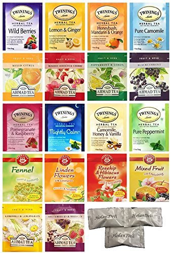 Twinings, Ahmad, Teekanne Variety Herbal Tea Pack. (36 count). Includes Our Exclusive HolanDeli Chocolate Mints. N2