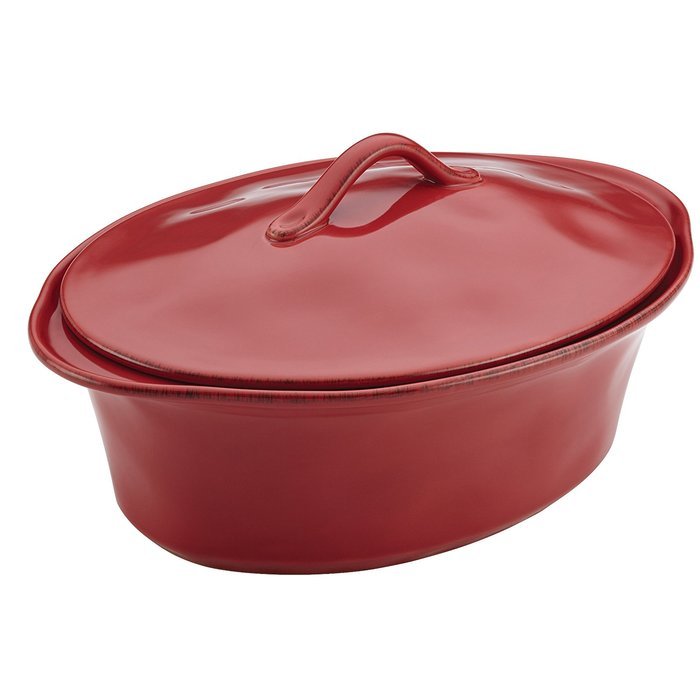 Rachael Ray Cucina Stoneware 3-1/2-Quart Oval Casserole, Agave Blue N3