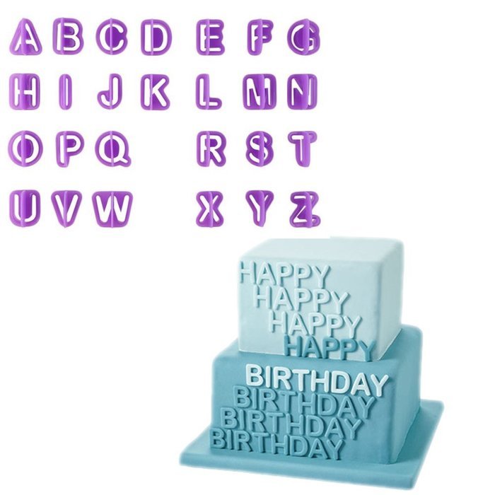 TTnight 40-Piece/set Plastic Happy Birthday Alphabet/Number Cut-Outs Set Fondant Cake Decorating Tool Font Cookie... N6
