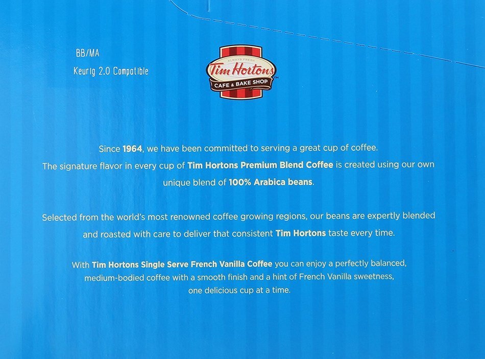 Tim Horton's Single Serve Coffee Cups, French Vanilla, 24 Count N2