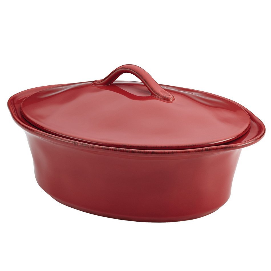 Rachael Ray Cucina Stoneware 3-1/2-Quart Oval Casserole, Agave Blue N4