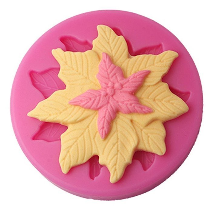 FOUR-C Cupcake Top Mold Leaf Cake Design Silicone Mould Color Pink