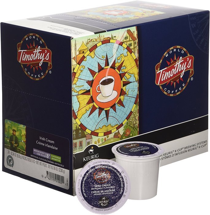 Timothy's World Coffee * IRISH CREAM * 24 K-Cups for Keurig Brewers N2