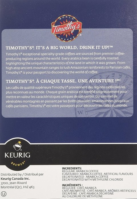 Timothy's World Coffee * IRISH CREAM * 24 K-Cups for Keurig Brewers N3