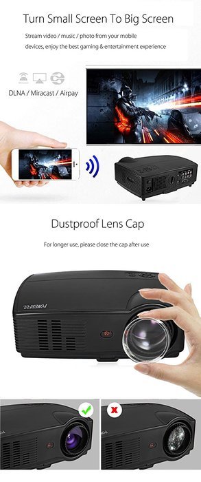 Joyhero 3000LM Projector,1280 x 800 Pixels FHD 1080P LCD Projector Media Player Home Theater