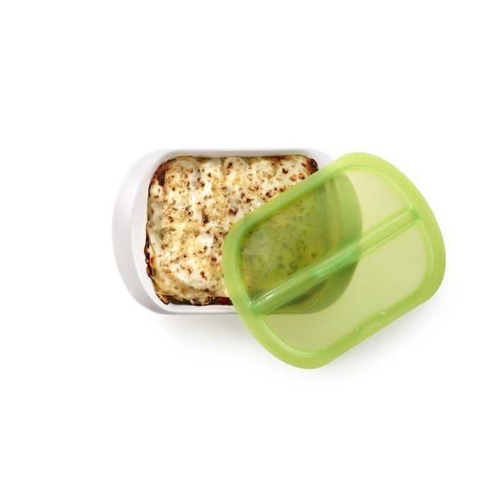 Lekue Steam & Roast 1-2 Servings Ceramic Baking Dish and Silicone Lid, Green N3