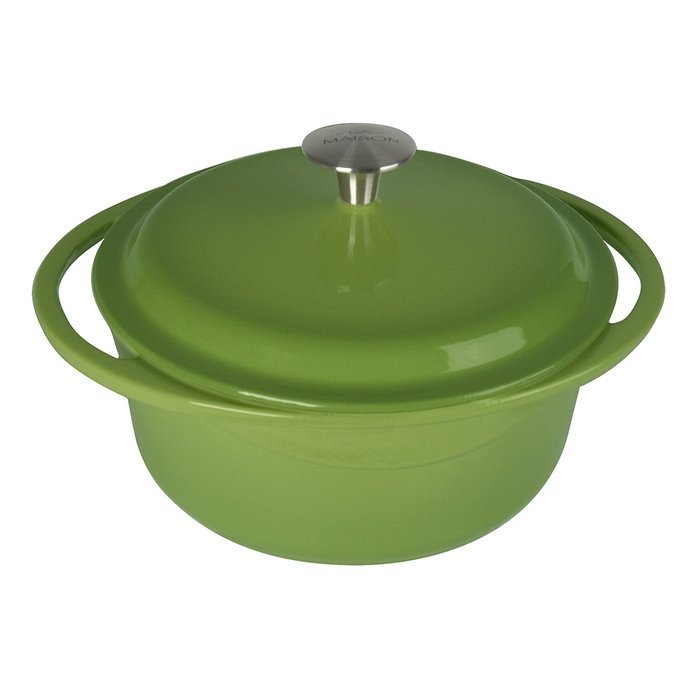 Artland La Maison Cast Iron Round Casserole Dish, 7.4-Quart, Green N6