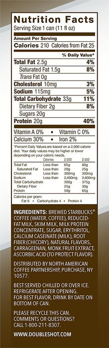 Starbucks Doubleshot Coffee and Protein, Vanilla Bean, 11 Ounce Cans (Pack of 12) N9