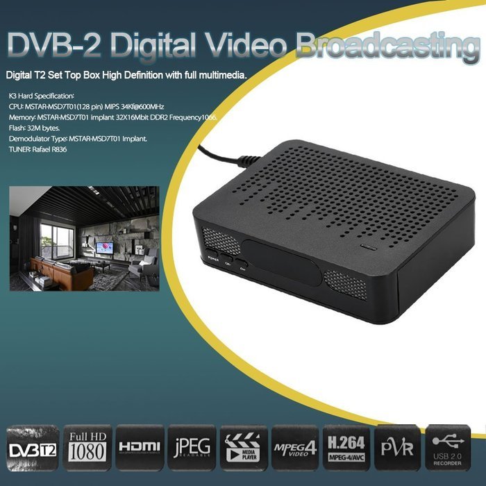Vipwind K3 DVB-T2 Set Top Box Digital Video Broadcasting Terrestrial Receiver Full HD 1080P Digital H.264 MPEG4...