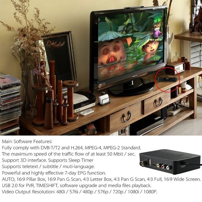 Vipwind K3 DVB-T2 Set Top Box Digital Video Broadcasting Terrestrial Receiver Full HD 1080P Digital H.264 MPEG4... N2