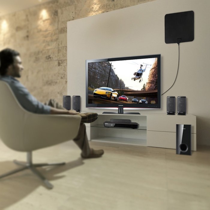 Indoor TV Antenna - ANTRobut 50 Miles Range Digital HDTV Antenna with Detachable Amplifier and Power Supply -... N3