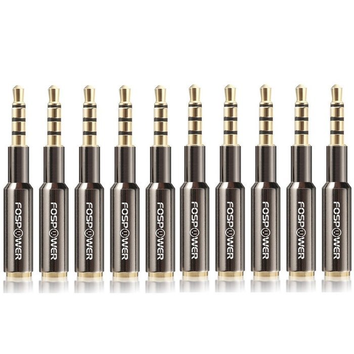 FosPower (1 Pack) 3.5mm Male to Female Auxiliary Stereo Audio Headphone Jack AUX Adapter [4-Conductor TRRS | 24K... N4