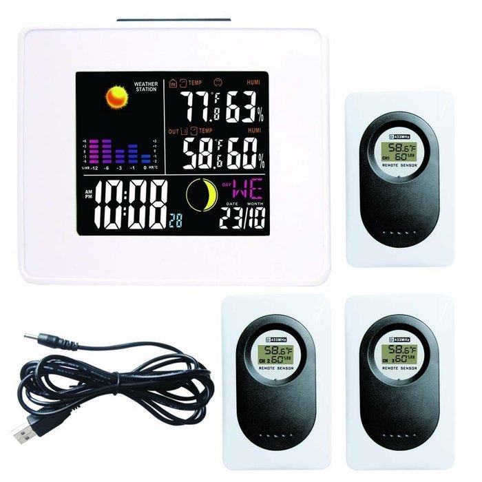 Londa Full Color LCD Wireless Weather Station with USB Charging Port and Digital Alarm Clock Weather Forecast... N4