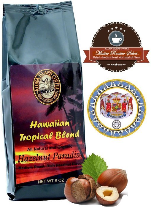Chocolate Almond Flavored, Kona Hawaiian Coffee Blend, 8 Oz, Ground N2
