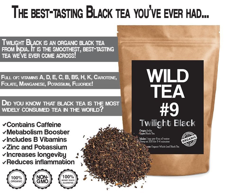 Organic Black Tea From India, Wild Tea #9 Premium Loose Leaf Tea Black Tea (4 ounce) N6