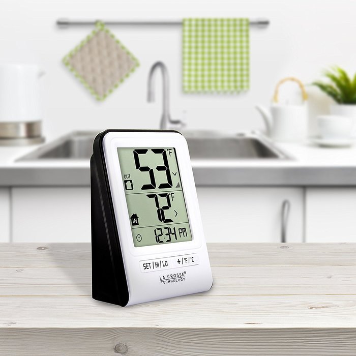 La Crosse Technology 308-1409WT-CBP Wireless Temperature Station with Time,White,