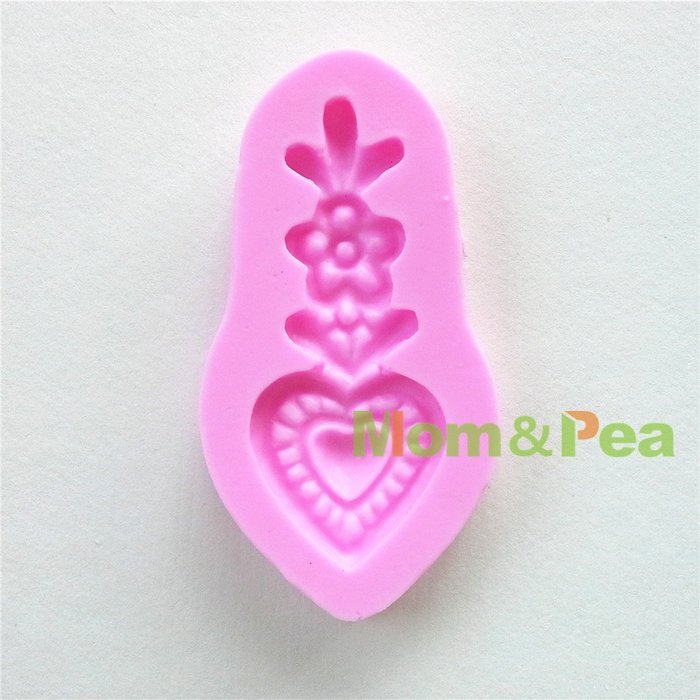 Mom&pea 0641 Heart Pendant Shaped Silicone Mould for Fondant Cake Sugar Paste Cake Decoration 3d Cake Toppers... N3