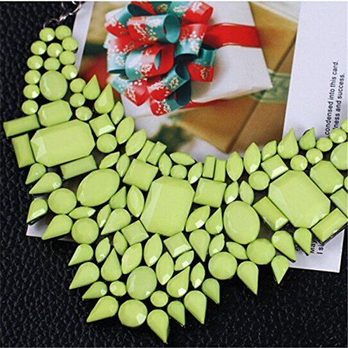 Charm Fashion Green Crystal Resin Chunky Choker Collar Statement Bib Necklace
