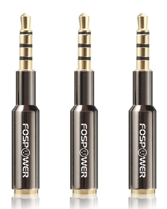 FosPower (1 Pack) 3.5mm Male to Female Auxiliary Stereo Audio Headphone Jack AUX Adapter [4-Conductor TRRS | 24K... N5