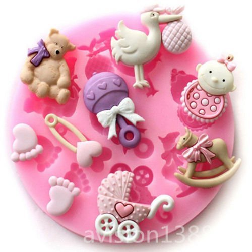 Baby Shower Silicone Fondant Cake Mould Mold Chocolate Baking Sugarcraft Decor N2