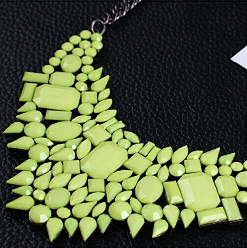 Charm Fashion Green Crystal Resin Chunky Choker Collar Statement Bib Necklace N2