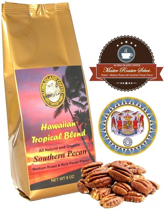 Chocolate Almond Flavored, Kona Hawaiian Coffee Blend, 8 Oz, Ground N6