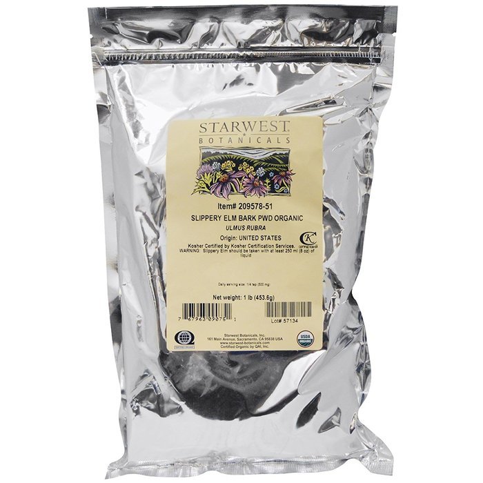 Starwest Botanicals Organic Slippery Elm Bark Powder, 1 lb Bag