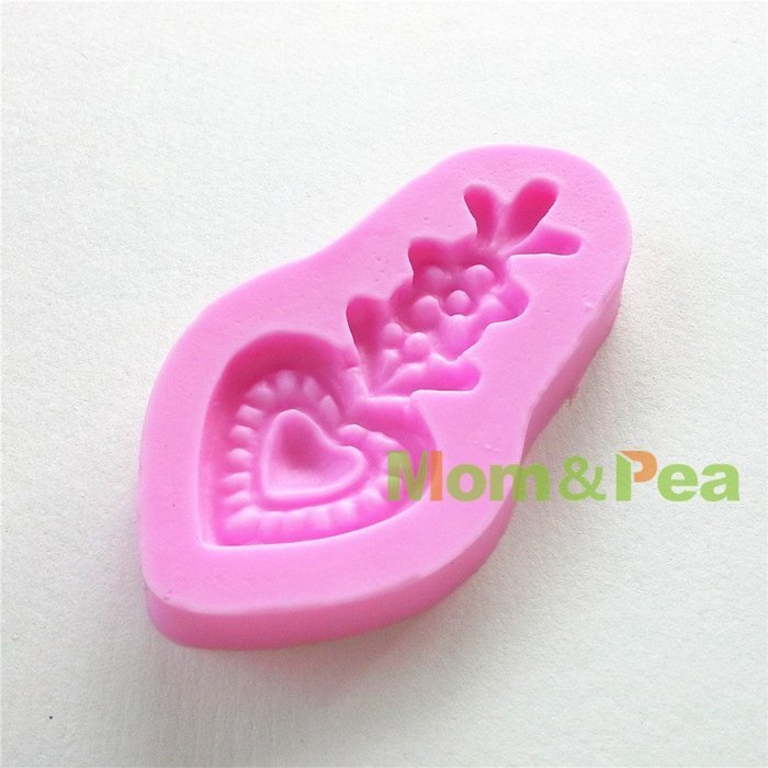 Mom&pea 0641 Heart Pendant Shaped Silicone Mould for Fondant Cake Sugar Paste Cake Decoration 3d Cake Toppers... N4